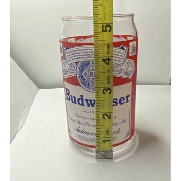 Vintage Anheuser Busch Budweiser Lager Beer Logo Glass Cup 5 inch Faded Appliqué - Picture 9 of 10